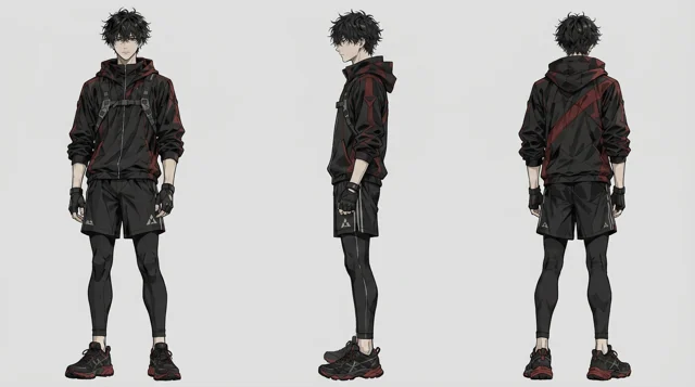 Character design — three-view artwork